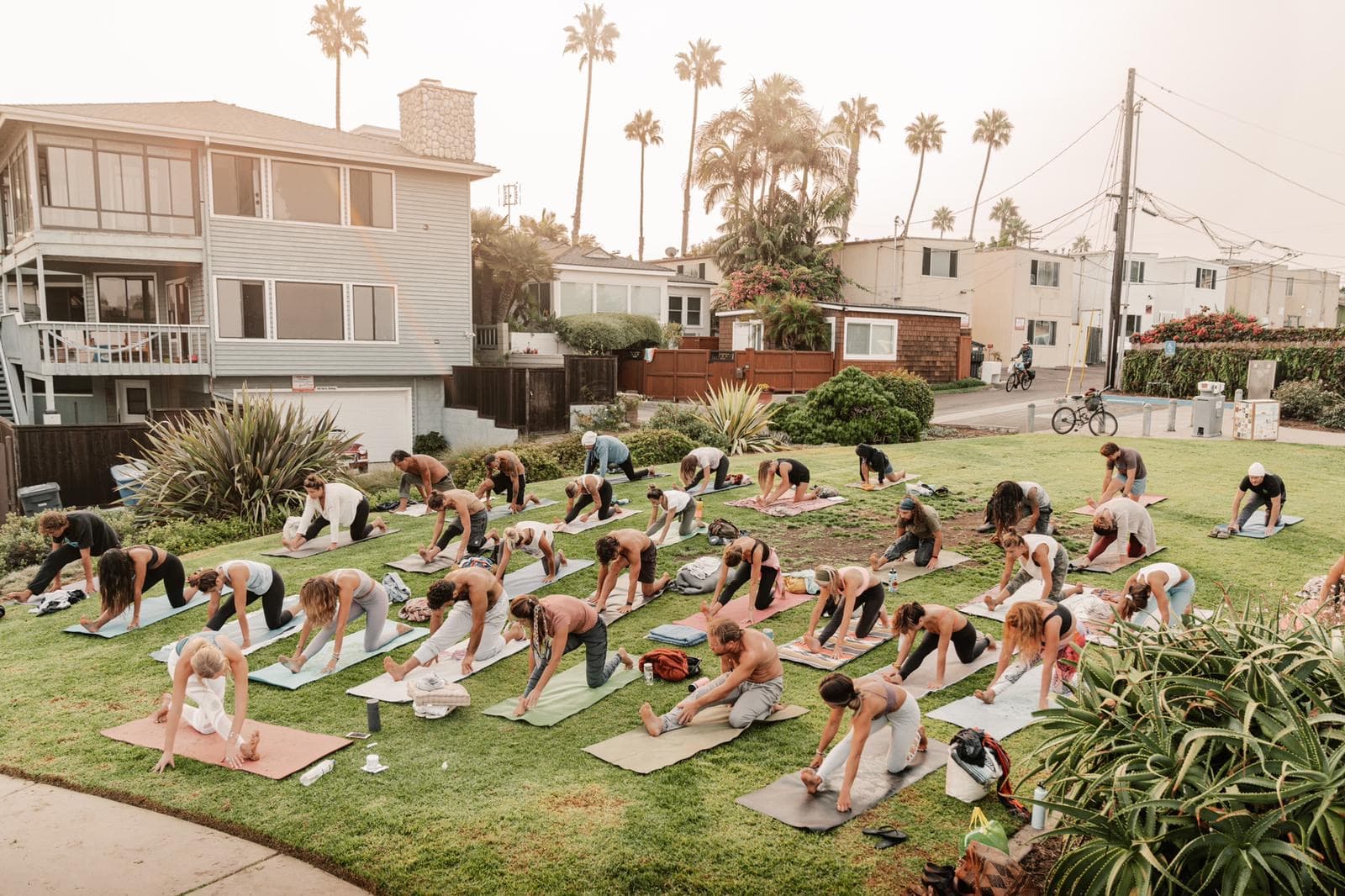 A large group of people gathered together on a lawn