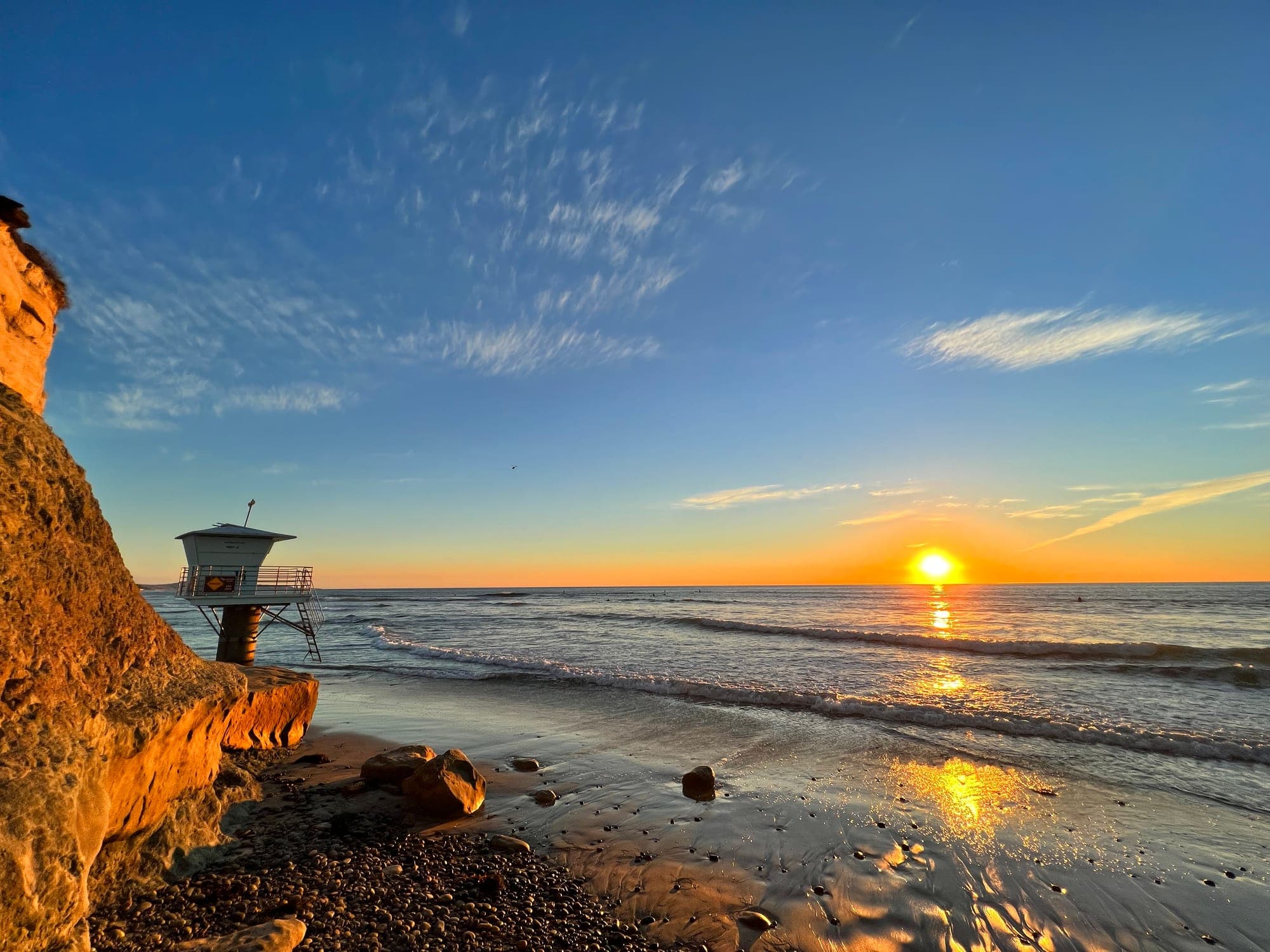 A wide open sky at sunset over the coast